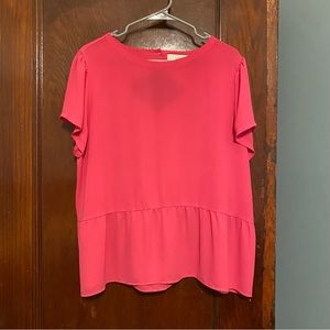 LOFT Hot Pink Ruffle Peplum like look Blouse
